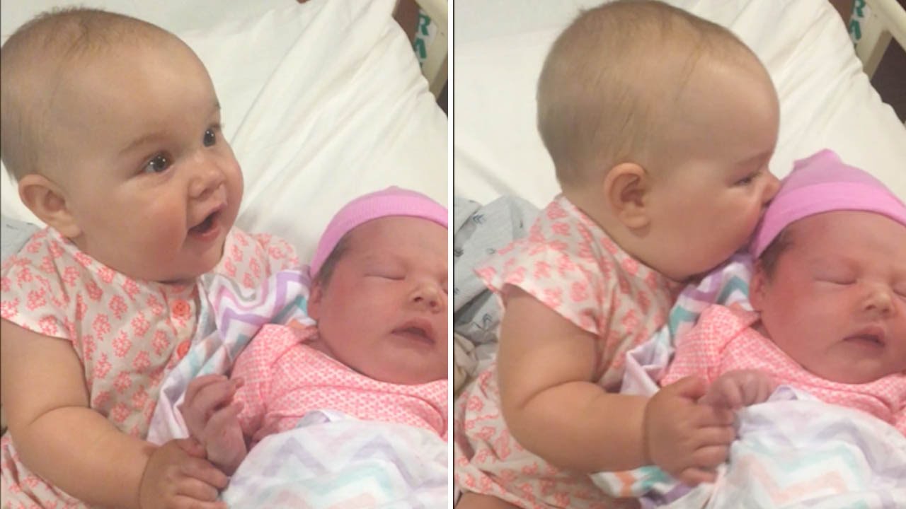 8-Month-Old Tot Meets Her Newborn Cousin For The…